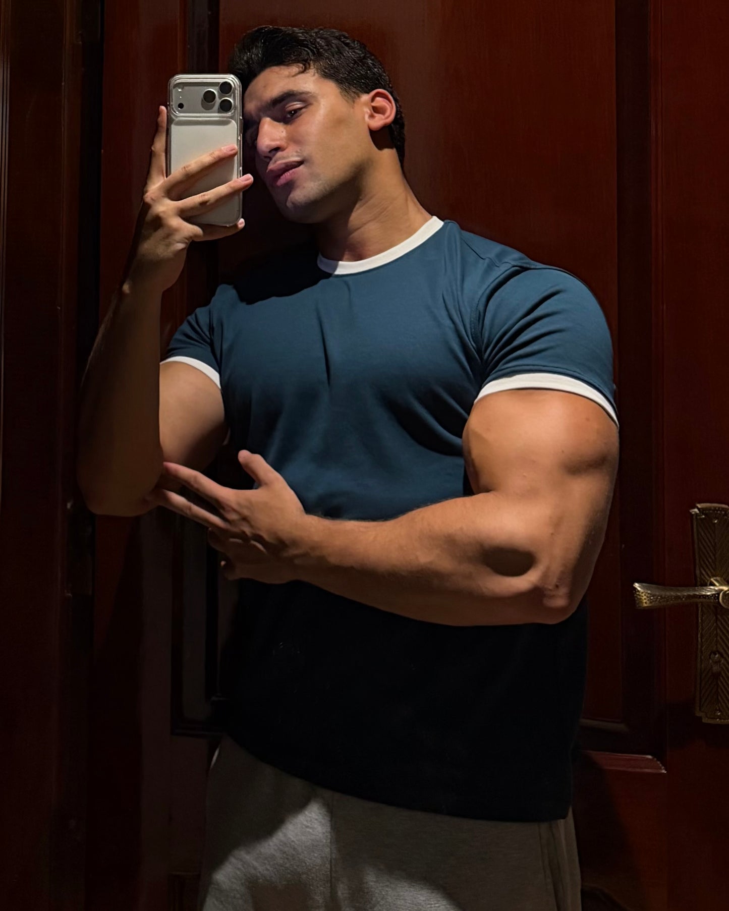 A FITTED RINGER TEE (DARK GREEN)