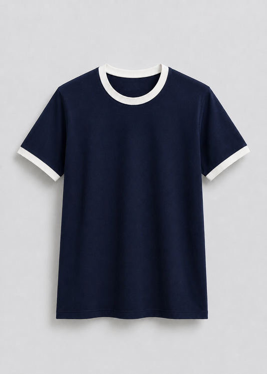 A FITTED RINGER TEE (NAVY)
