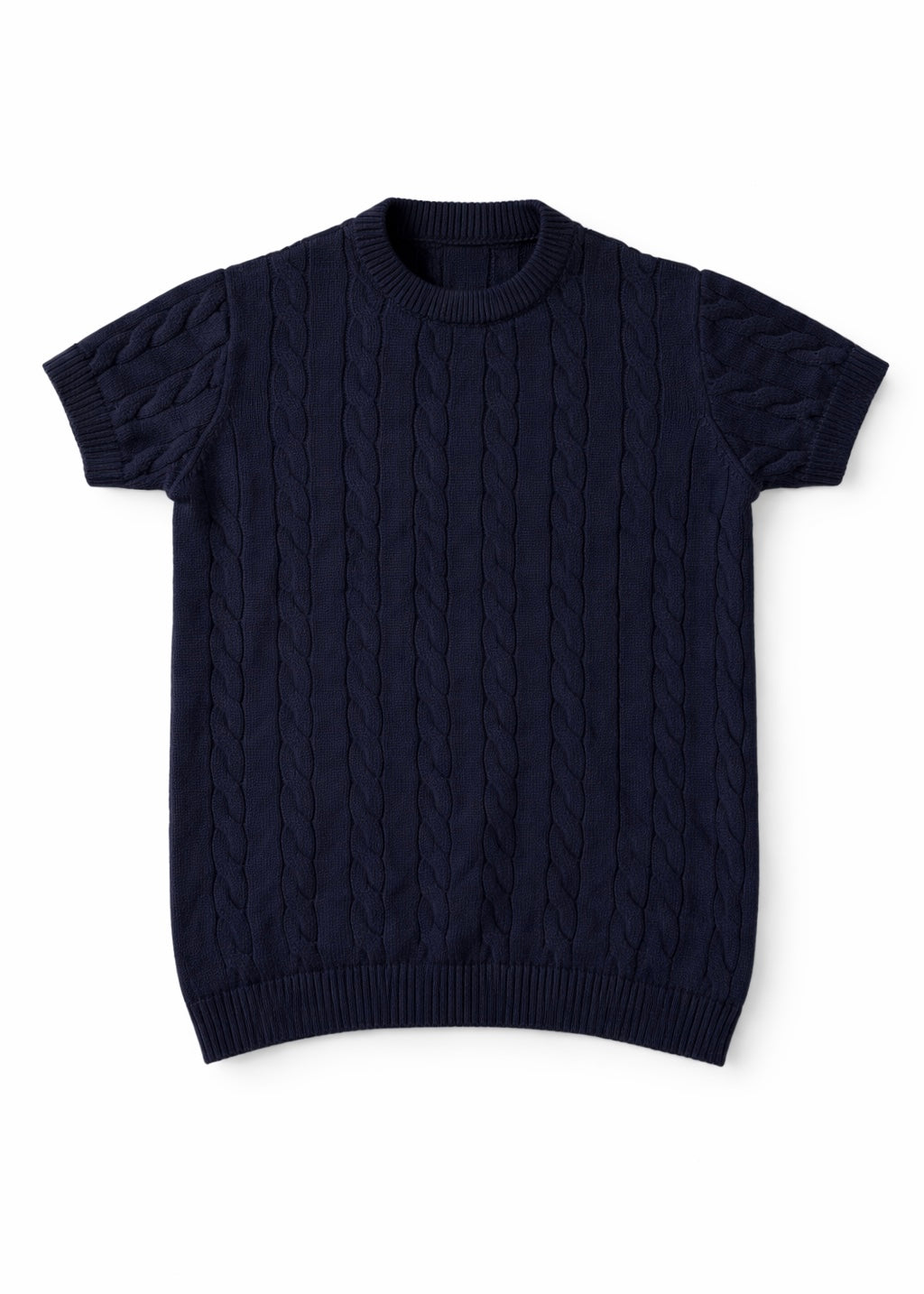 CABLE KNITTED ROUND (LIGHT NAVY)