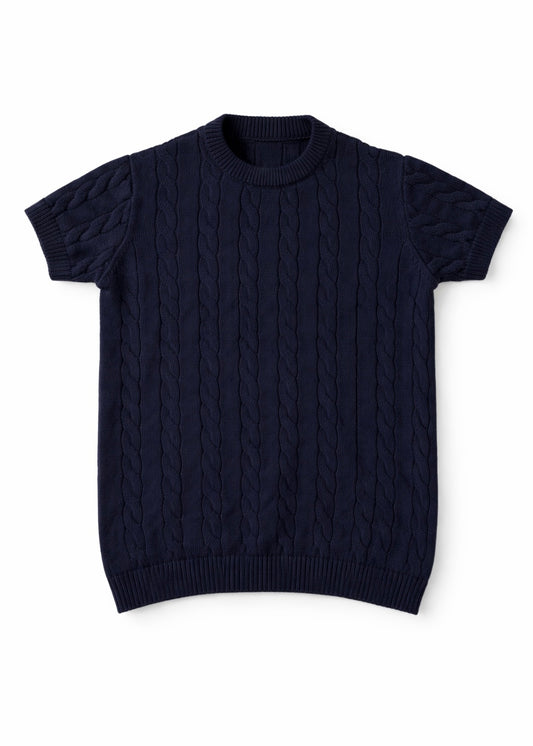 CABLE KNITTED ROUND (LIGHT NAVY)