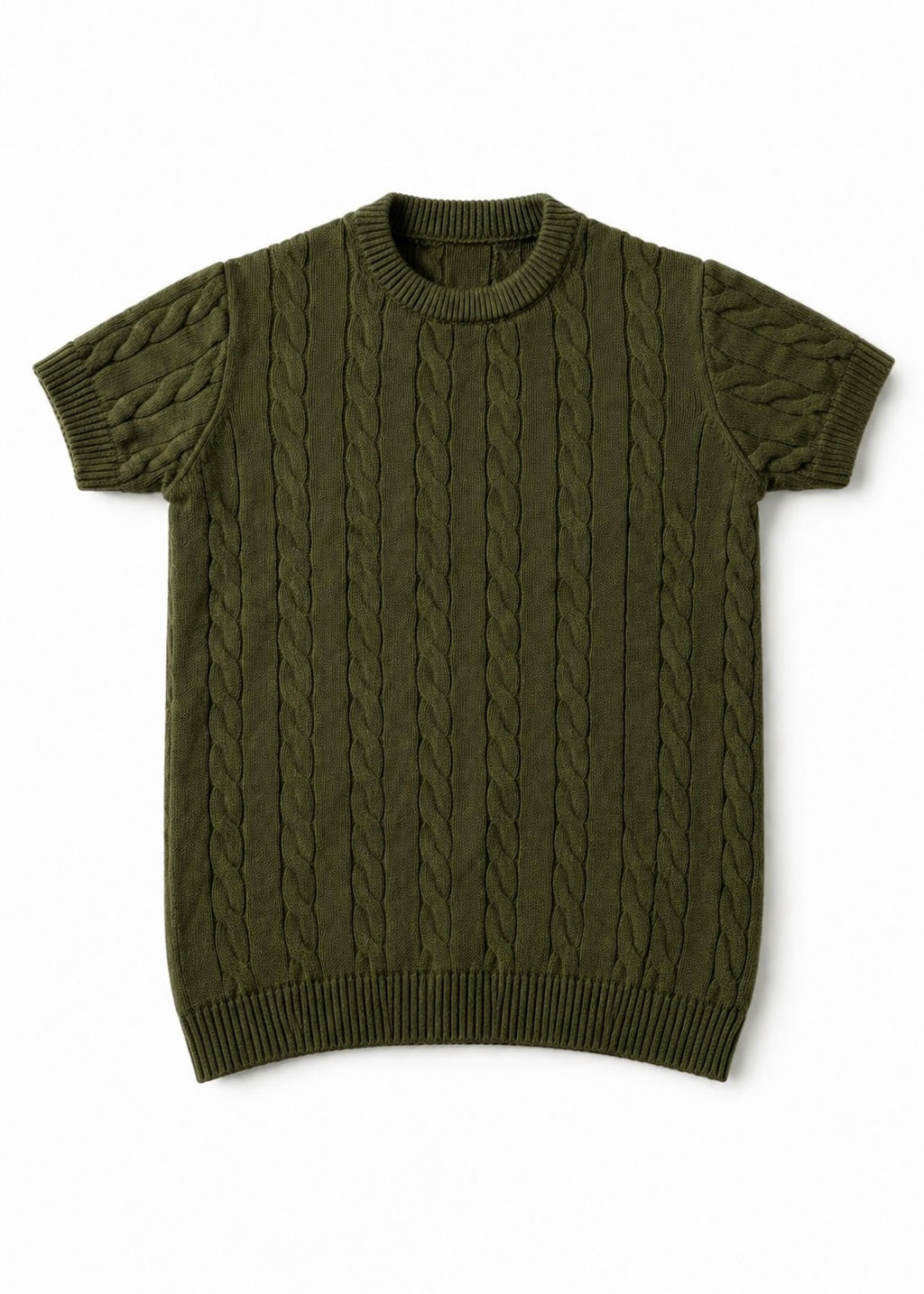 CABLE KNITTED ROUND (OLIVE )