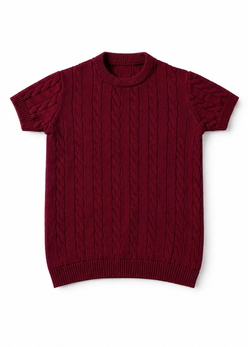 CABLE KNITTED ROUND (BURGUNDY )