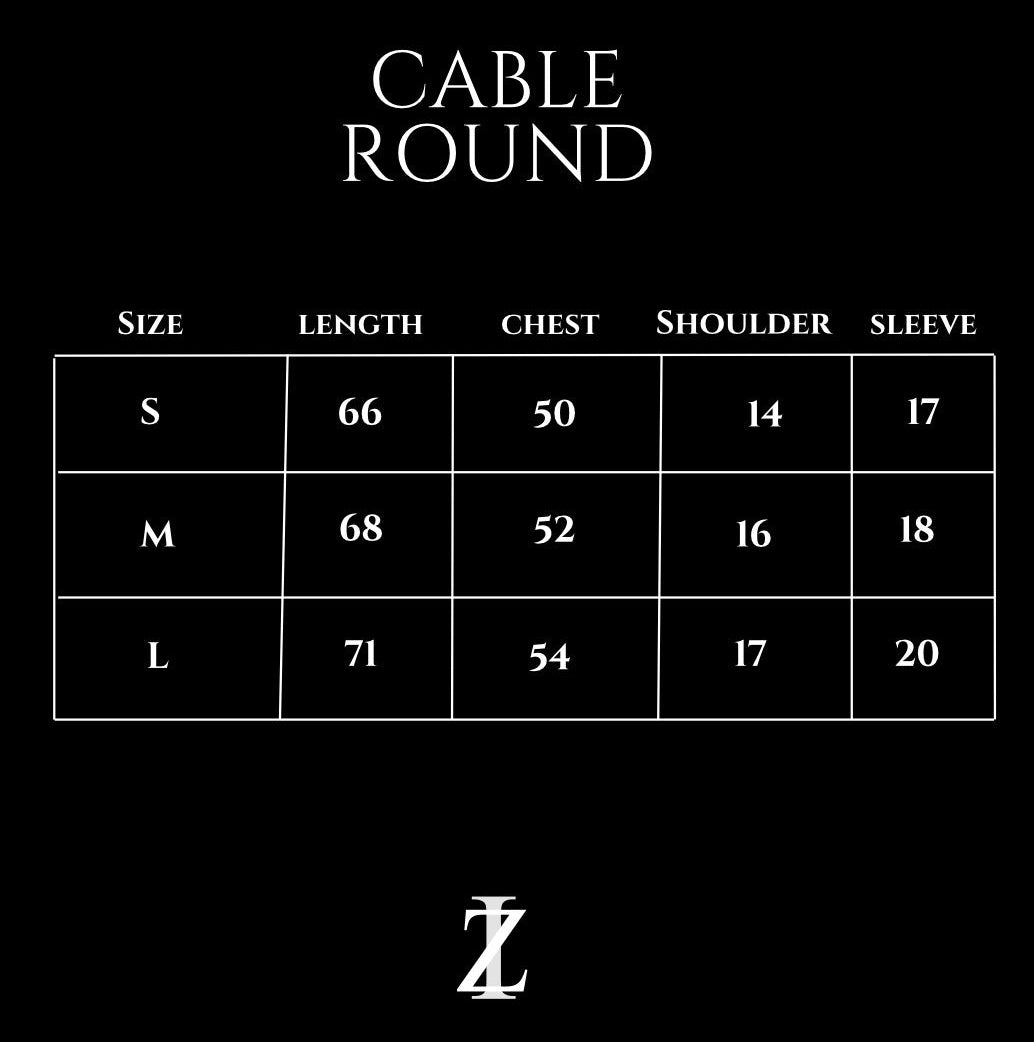 CABLE KNITTED ROUND (OLIVE )