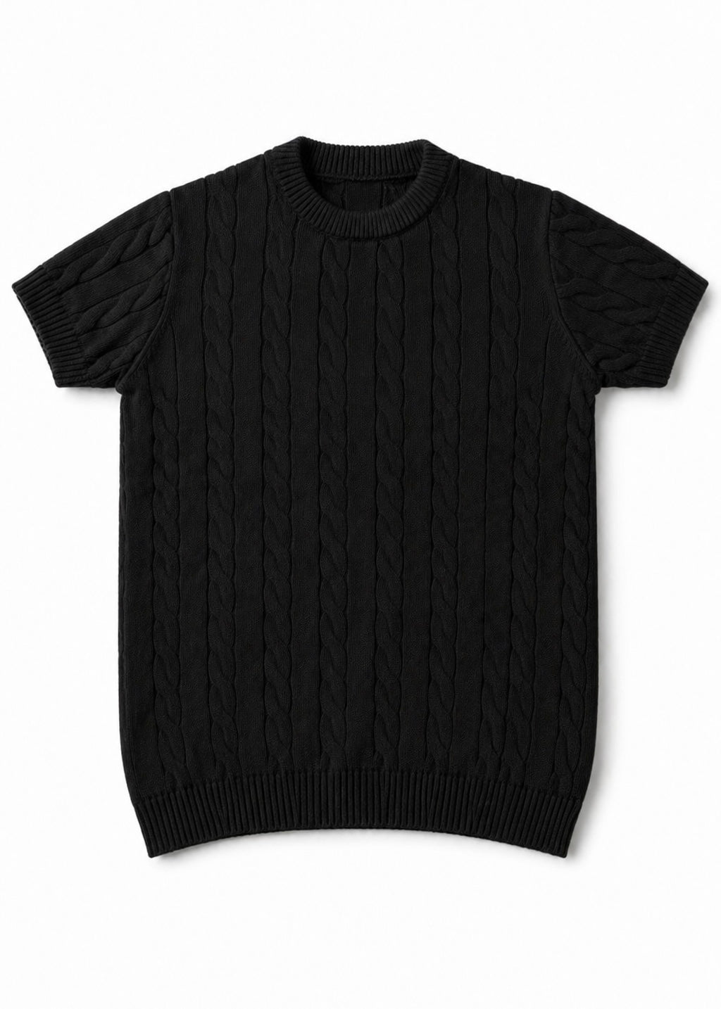CABLE KNITTED ROUND (BLACK)