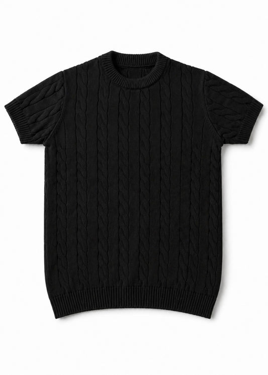 CABLE KNITTED ROUND (BLACK)