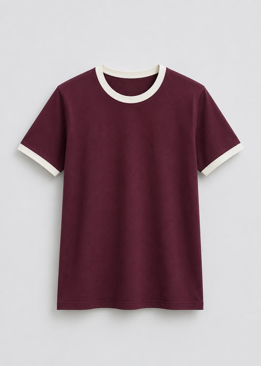 A FITTED RINGER TEE (BURGUNDY)